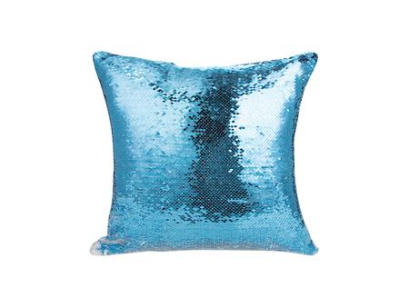 Funda Coj&iacute;n Lentejuelas (Azul Celeste con Blanco, 40*40cm)