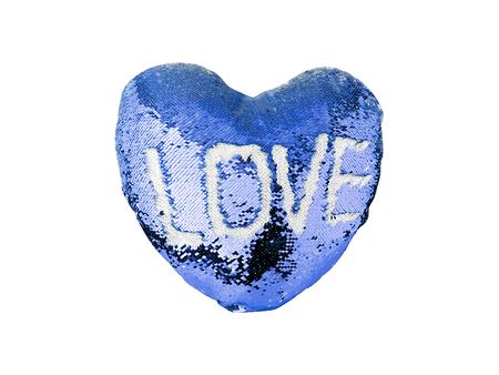 Funda Coj&iacute;n Lentejuelas Forma Coraz&oacute;n (Azul Oscuro con Blanco, 39*44cm)
